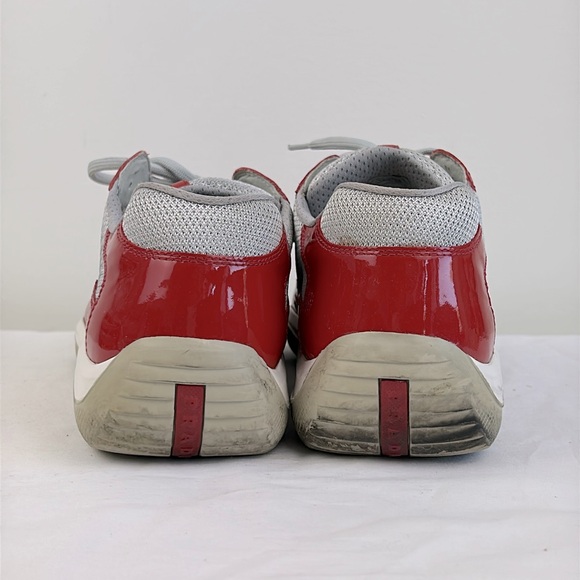 Patent leather and technical fabric Prada America's Cup sneakers Size 11 Red - Picture 5 of 11
